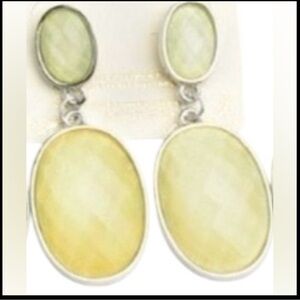 2/$15 Gemstone Drop Earrings | Silver Tone Yellow Stone Dangle Earrings